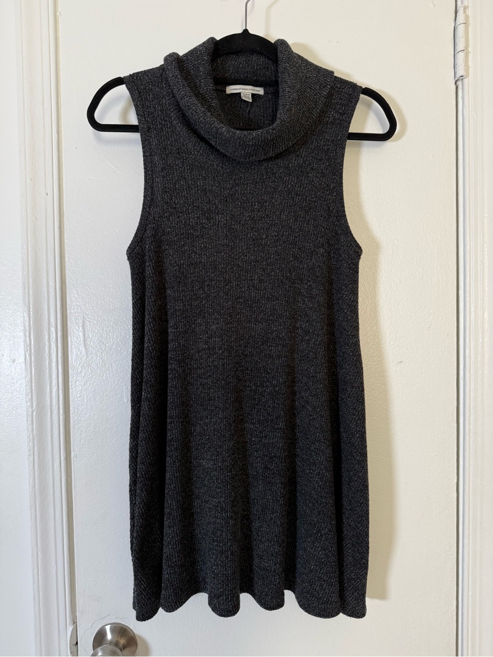 American Eagle Outfitters Sleeveless Cowl Neck Tunic Sweater - Charcoal Gray
